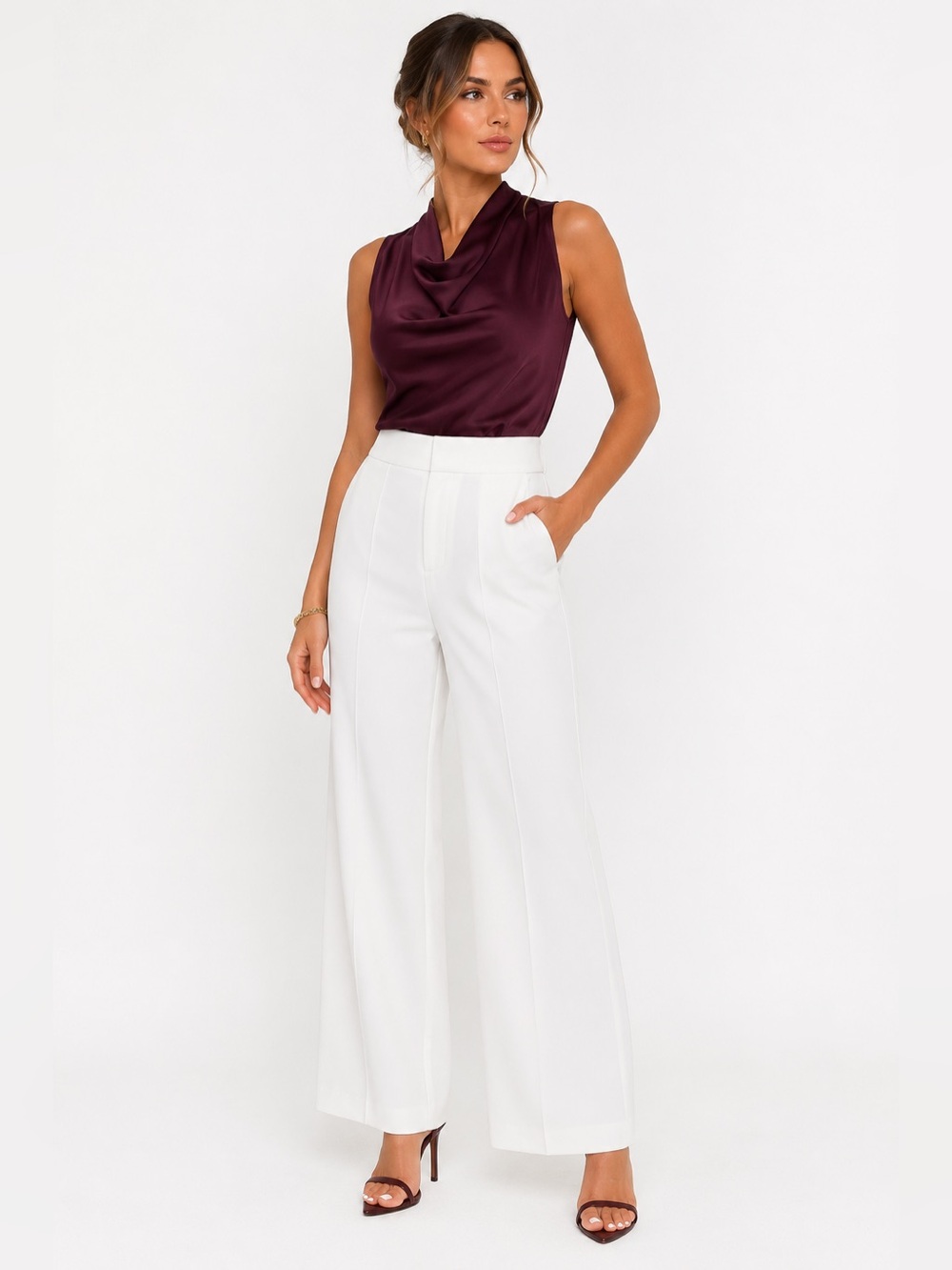 Alice + Olivia Classics White Wide Leg Tailored Pants Size 4